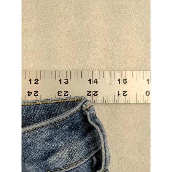 Womens American Eagle Outfitters Hi Rise Jeggings Size 6 Distressed Raw Hem Blue - Picture 12 of 12